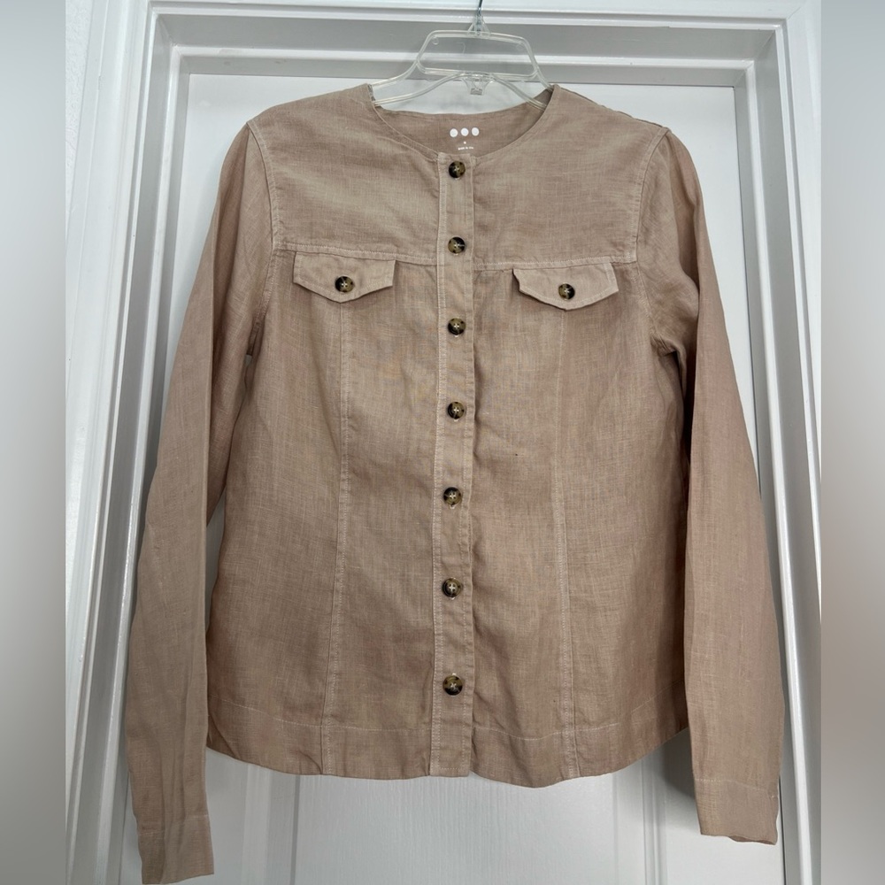 Three Dots 100% Linen Button Front Jacket - Size M - Made in USA